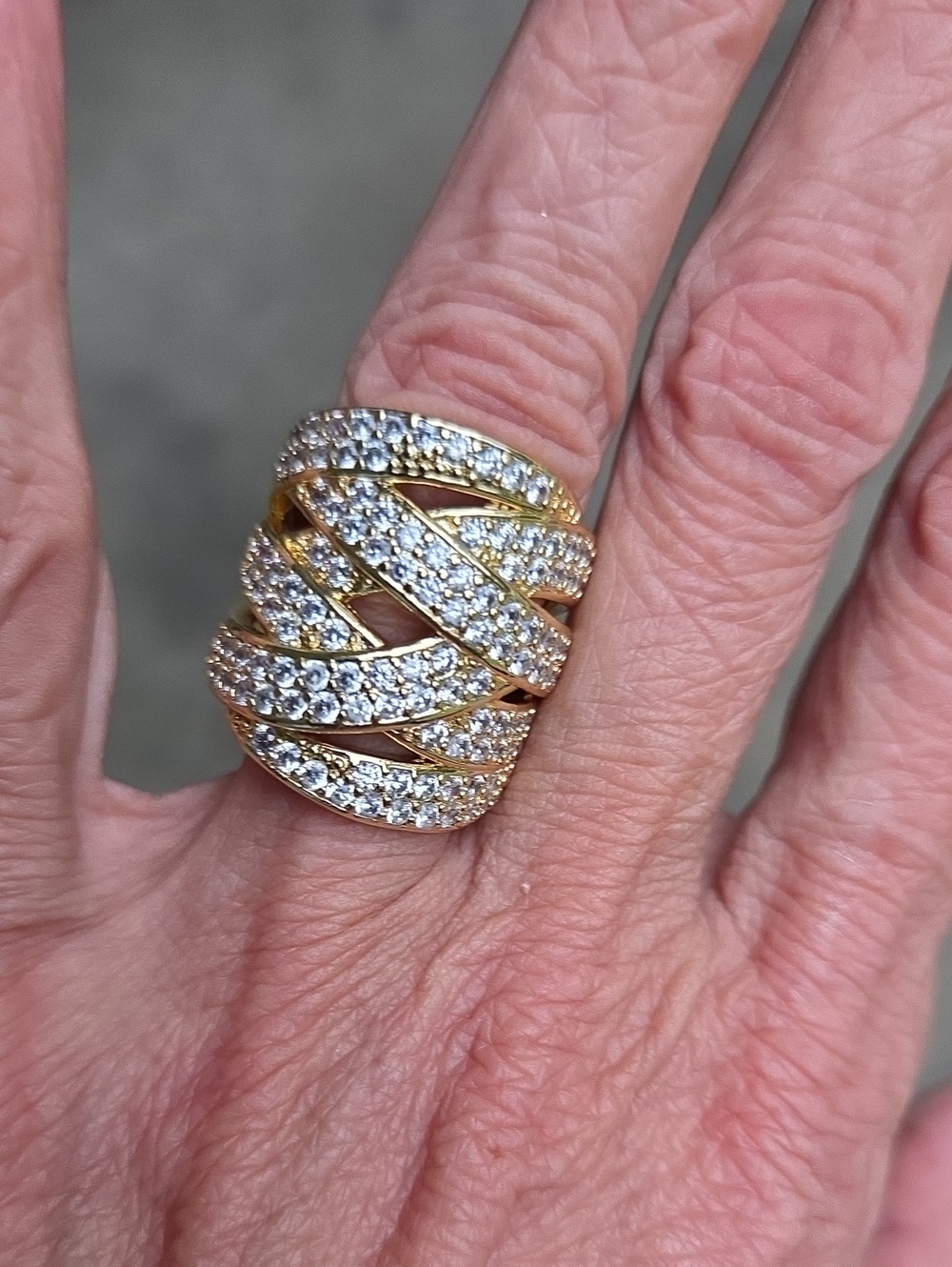 New!Gold-plated Pave Cz. Dome Ring - Elegant Women's Jewelry